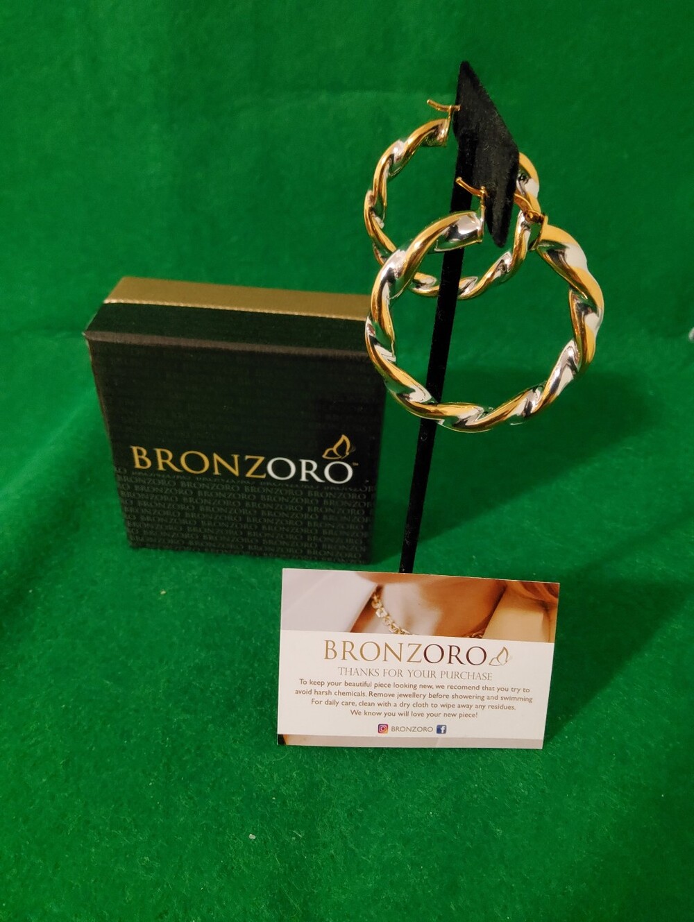 Bronzoro Two Tone Twist Hoop Earrings